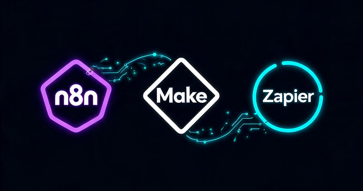 Comparison diagram of n8n vs Make vs Zapier automation platforms